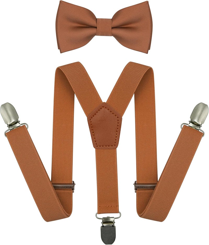 BEWDIO Adjustable Baby Boy Suspenders and Bow Tie, Pre-tied Kids Bowtie and Elastic Suspenders with 4 Strong Metal Clips - Image 1